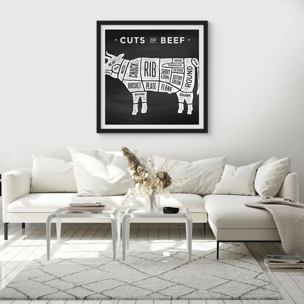 Poster in einem schwarzem Rahmen - Metzger Grundierung - 60x60 cm