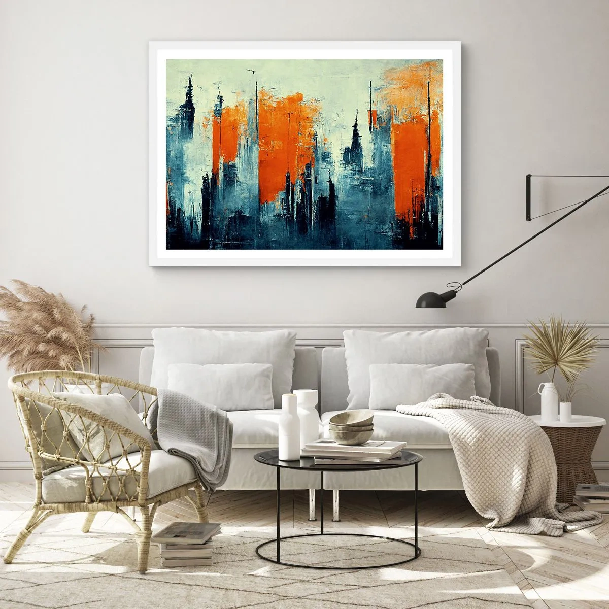 Poster in einem weißen Rahmen - Moderne Landschaft - 50x40 cm