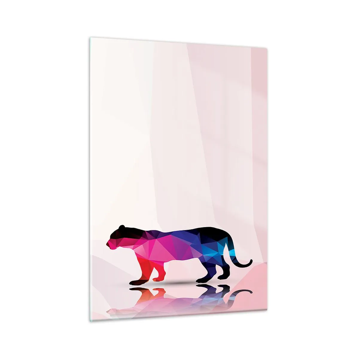 Glasbild - Bild auf glas - Geometrischer Panther in farbenfroher Abstraktion - 50x70cm - Diment Panther - Moderne Wanddekoration für Wohnzimmer und Schlafzimmer ARTTOR