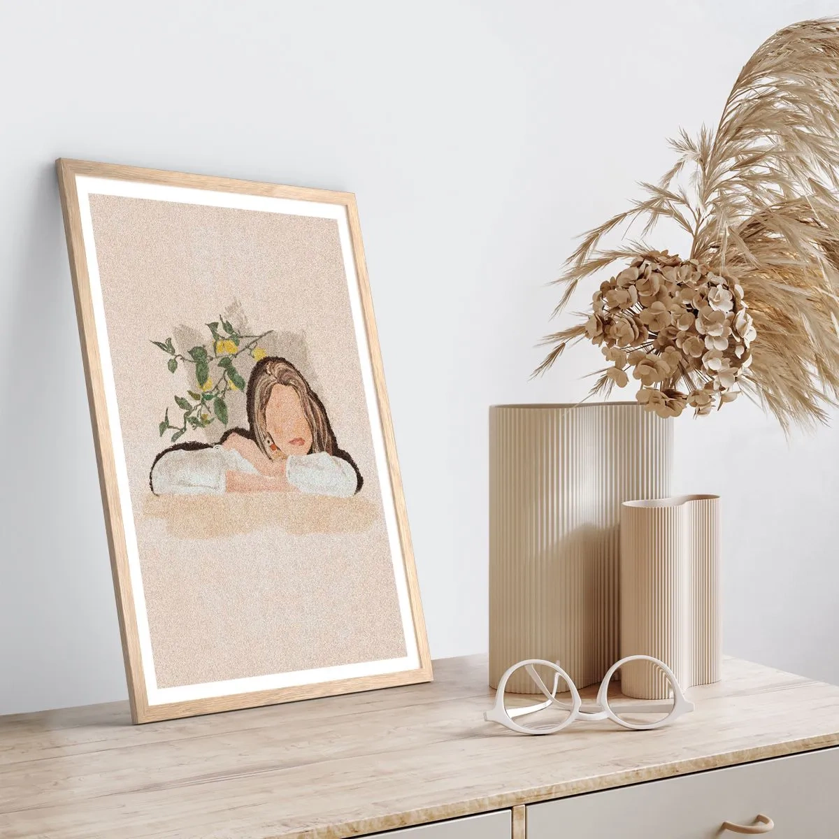 Poster in einem Rahmen aus heller Eiche - Südländische Schönheit - 40x50 cm