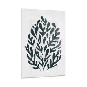 Glasbild - Bild auf glas - Schwarze organische Form auf weißem Hintergrund - 50x70cm - Formen der Natur - Moderne Wanddekoration für Wohnzimmer und Schlafzimmer ARTTOR
