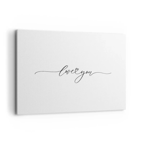 Bild auf Leinwand - Leinwandbild - Die Aufschrift „Ich liebe dich“ in eleganter Schriftart - 120x80cm - Schwarz auf weiß - Moderne Wanddekoration für Wohnzimmer und Schlafzimmer ARTTOR