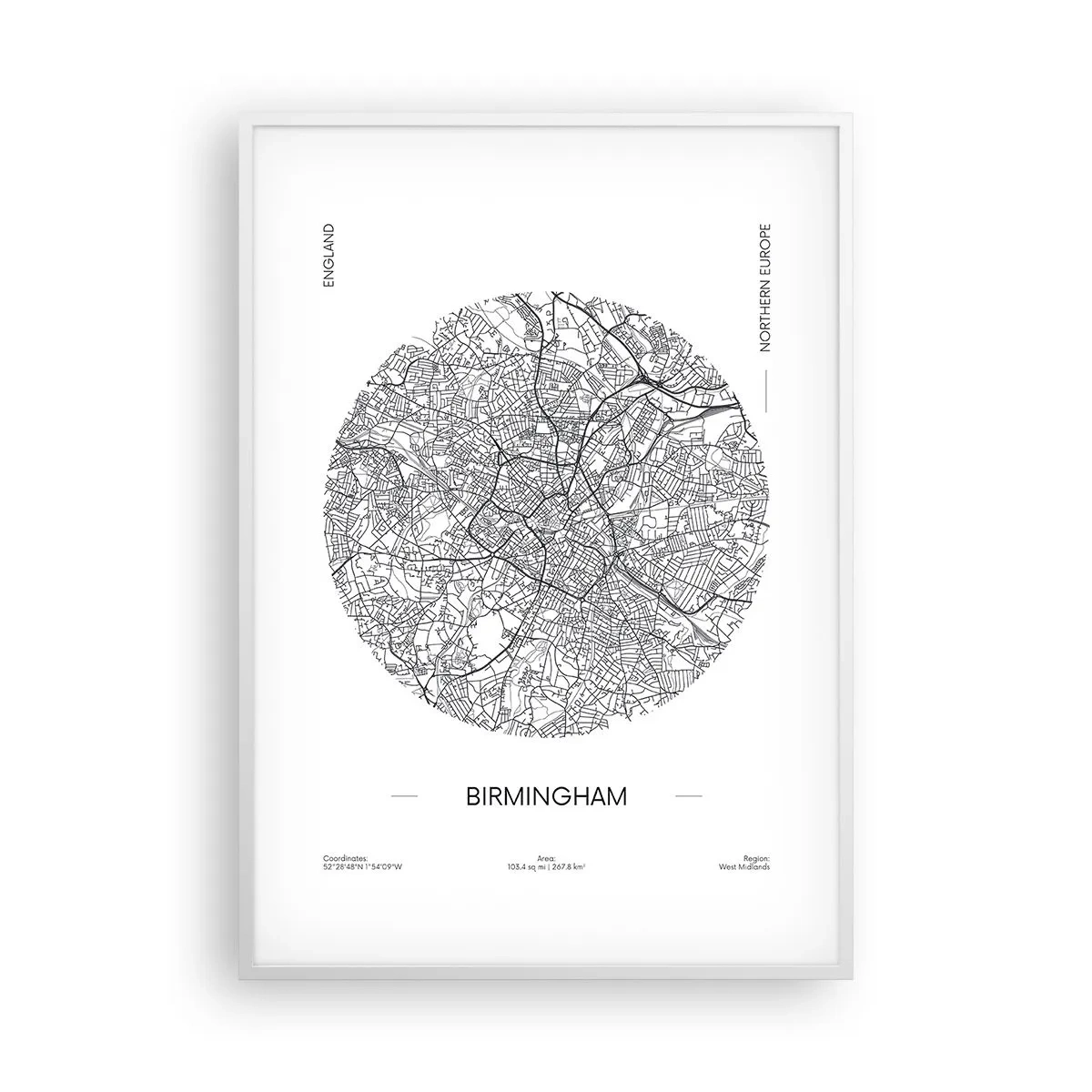 Poster in einem weißen Rahmen - Anatomie von Birmingham - 70x100 cm