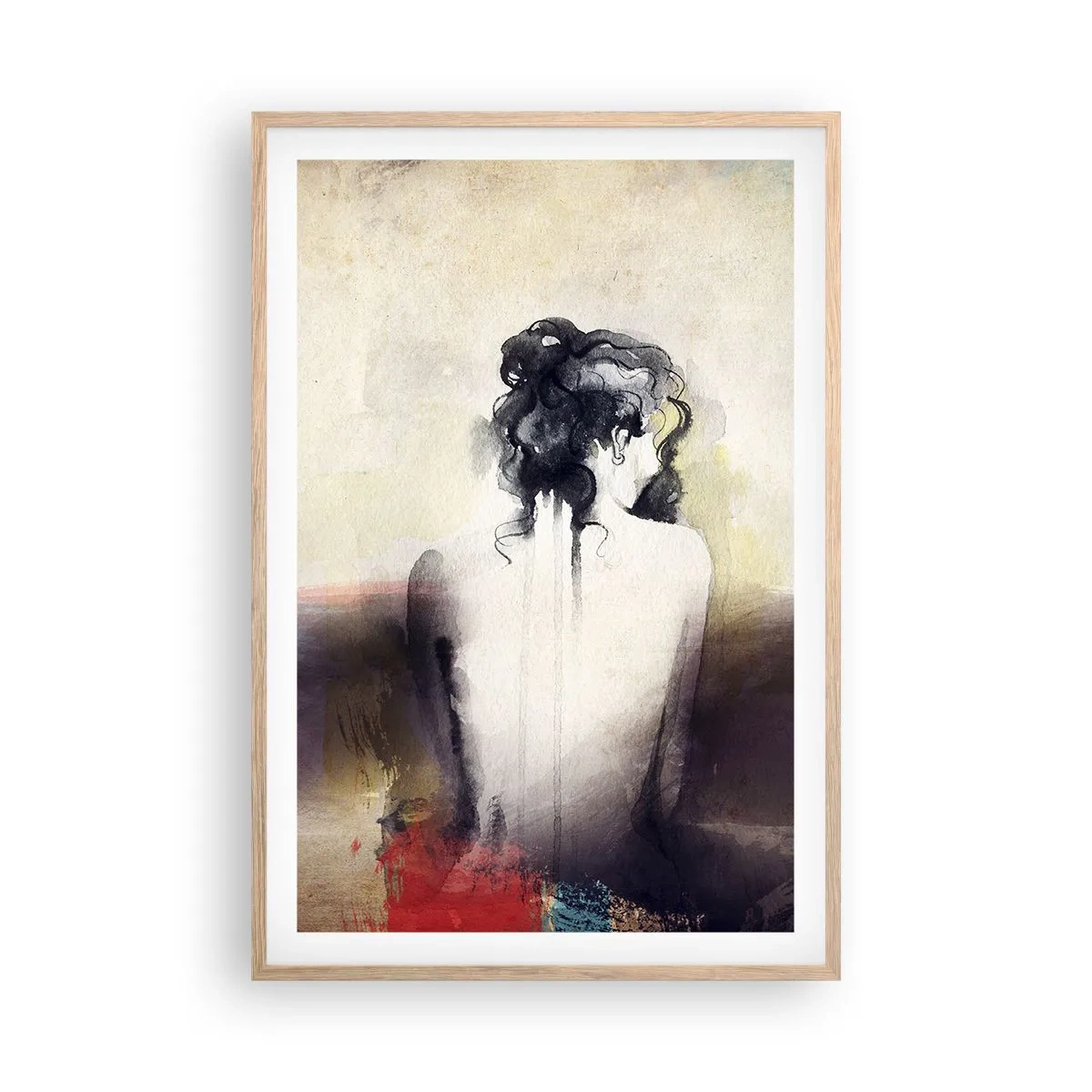 Poster in einem Rahmen aus heller Eiche - Glatte Linien, ovale Formen - 61x91 cm