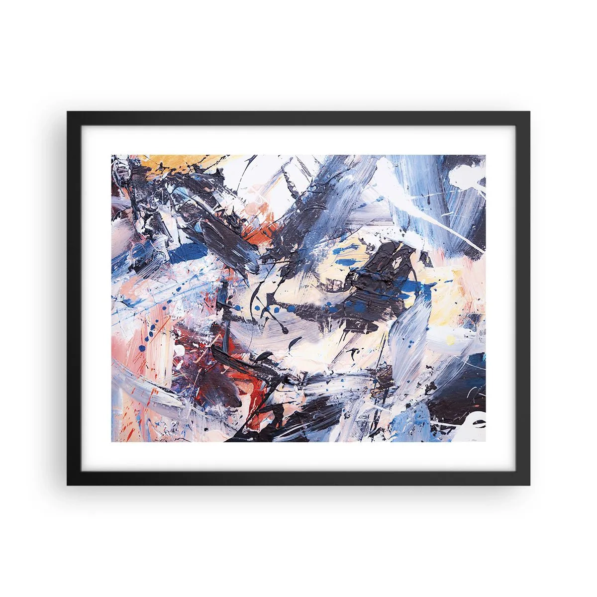 Poster in einem schwarzem Rahmen - Verrückter Tanz der Abstraktion - 50x40 cm