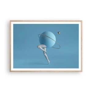 Poster in einem Rahmen aus heller Eiche - Und die Planeten spielen verrückt - 100x70 cm