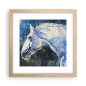 Poster in einem Rahmen aus heller Eiche - Porträt in blauem Glanz - 30x30 cm