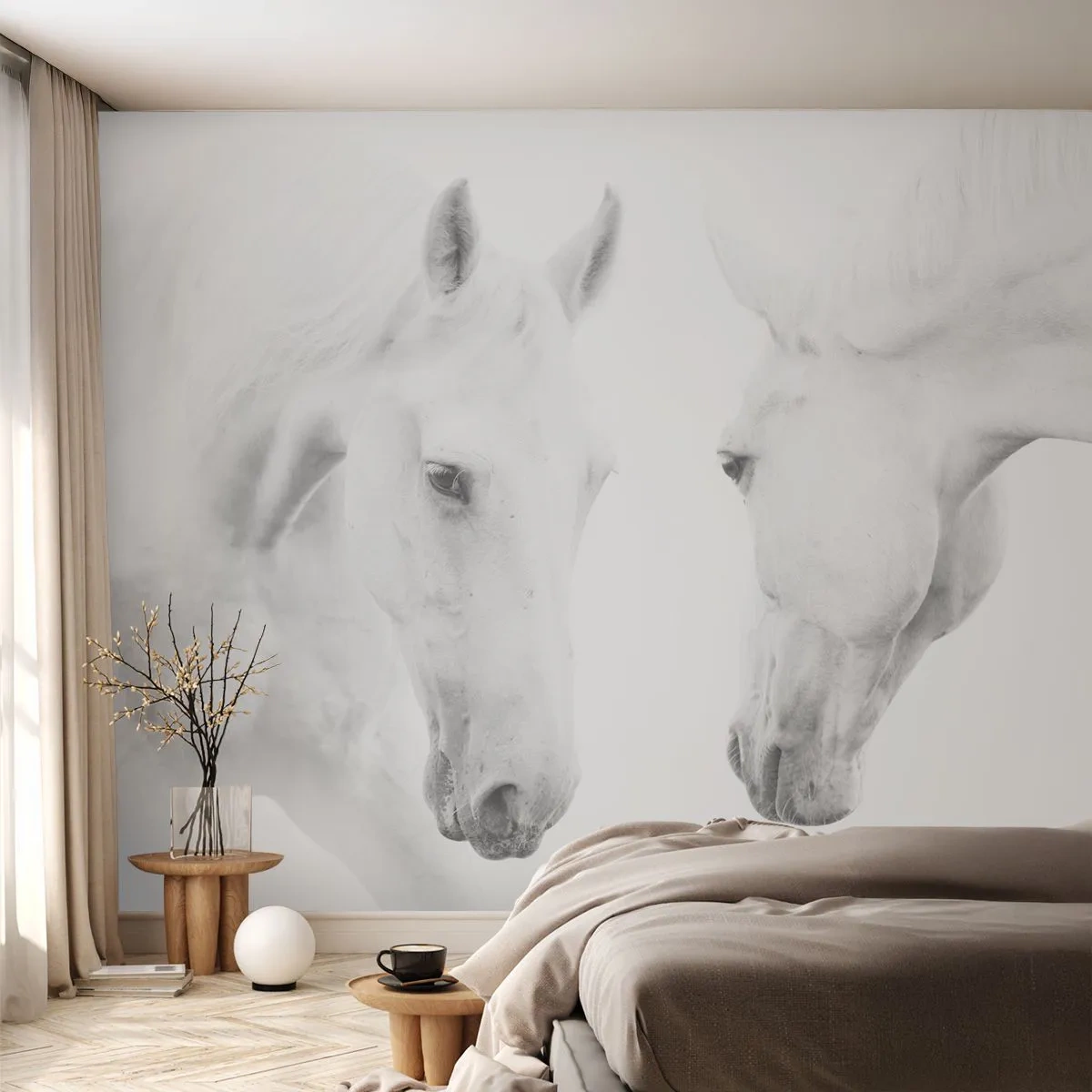 Fototapete Premium Canvas - Ist das Freundschaft...? - Pferde, Natur, Tiere - 500x350 cm