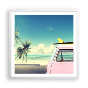 Poster in einem weißen Rahmen - Zeit um in die Ferien zu starten - 60x60 cm