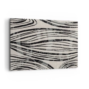 Bild auf Leinwand - Leinwandbild - Abstrakte Wellen in Schwarz-Weiß-Tönen - 120x80cm - Linienpool - Moderne Wanddekoration für Wohnzimmer und Schlafzimmer ARTTOR