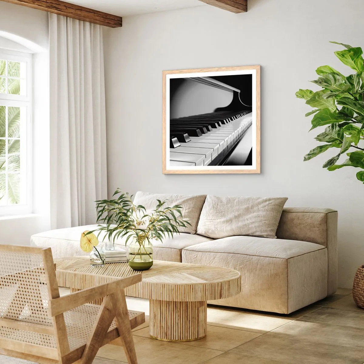 Poster in einem Rahmen aus heller Eiche - Harmonie von Formen und Farben - 30x30 cm