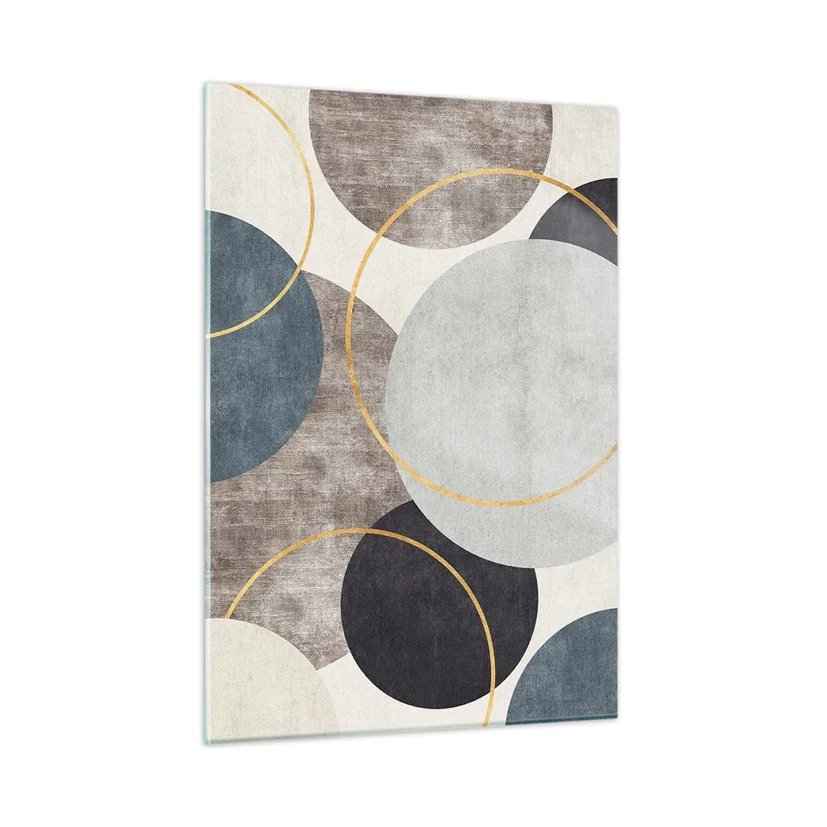 Glasbild - Bild auf glas - Eine Komposition aus Kreisen in gedämpften Farben - 50x70cm - Rad für Rad - Moderne Wanddekoration für Wohnzimmer und Schlafzimmer ARTTOR