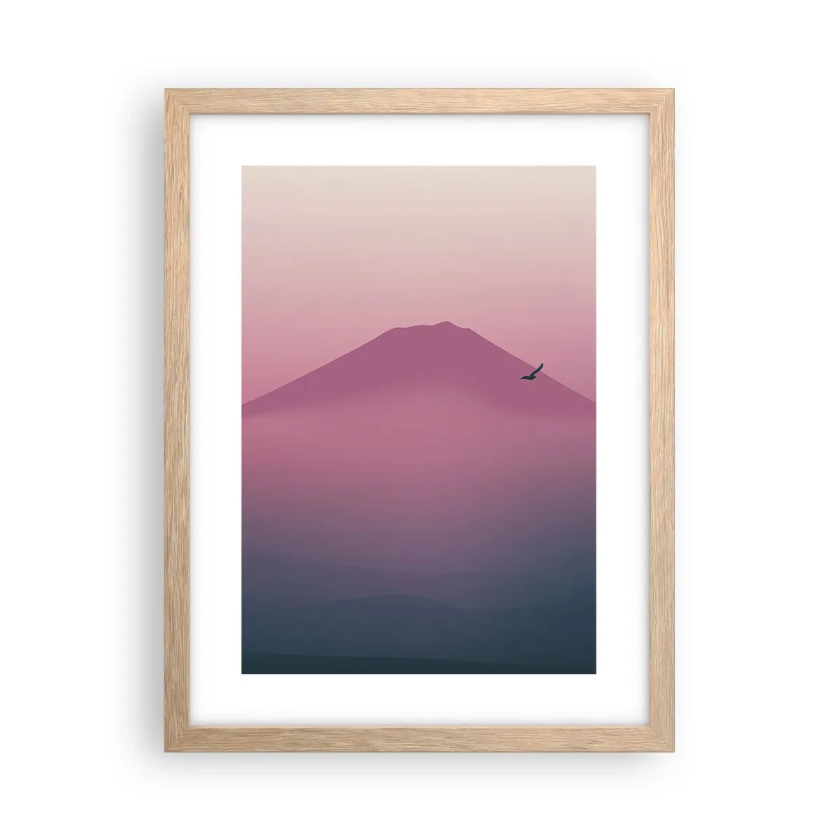 Poster in einem Rahmen aus heller Eiche - Wanderer über den Wolken - 30x40 cm