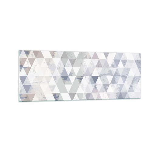 Glasbild - Bild auf glas - Geometrisches Dreiecksmuster in Pastelltönen - 140x50cm - Im Rhythmus auf drei - Moderne Wanddekoration für Wohnzimmer und Schlafzimmer ARTTOR