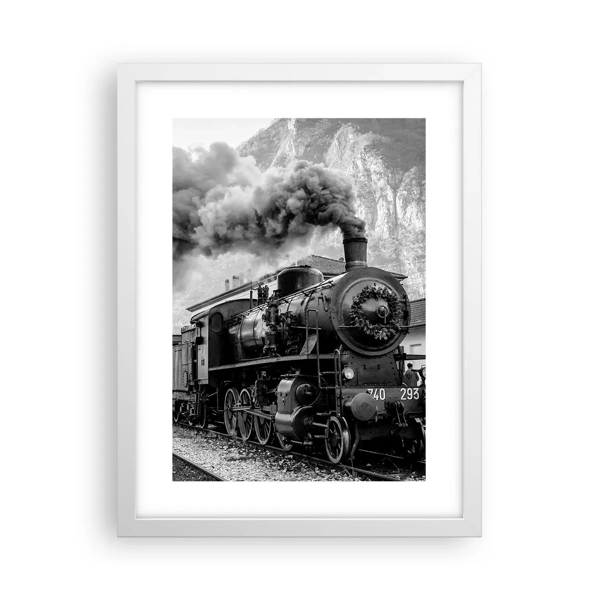 Poster in einem weißen Rahmen - Steht am Bahnhof ... - 30x40 cm