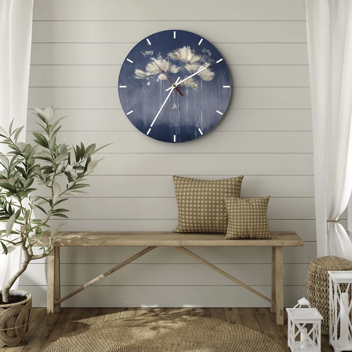 Wanduhr - Glasuhr - Wie Blütenblätter im Wind - 40x40 cm