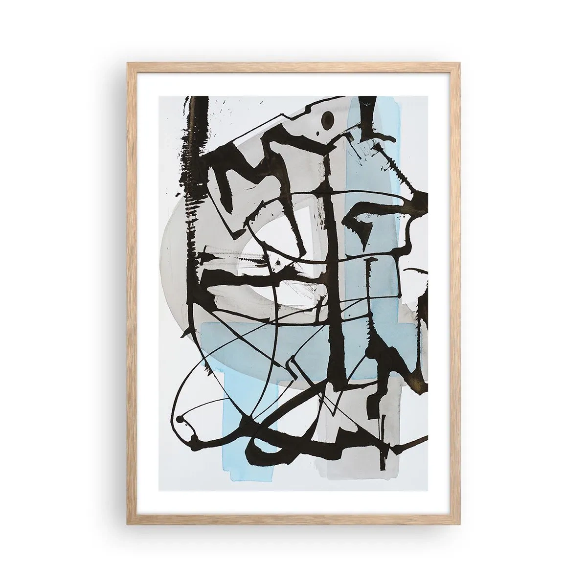 Poster in einem Rahmen aus heller Eiche - Trotzdem blau - 50x70 cm