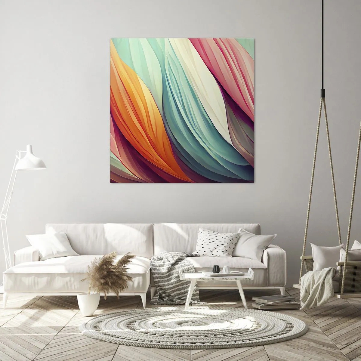 Bild auf Leinwand - Leinwandbild - Regenbogengewebe - 50x50 cm