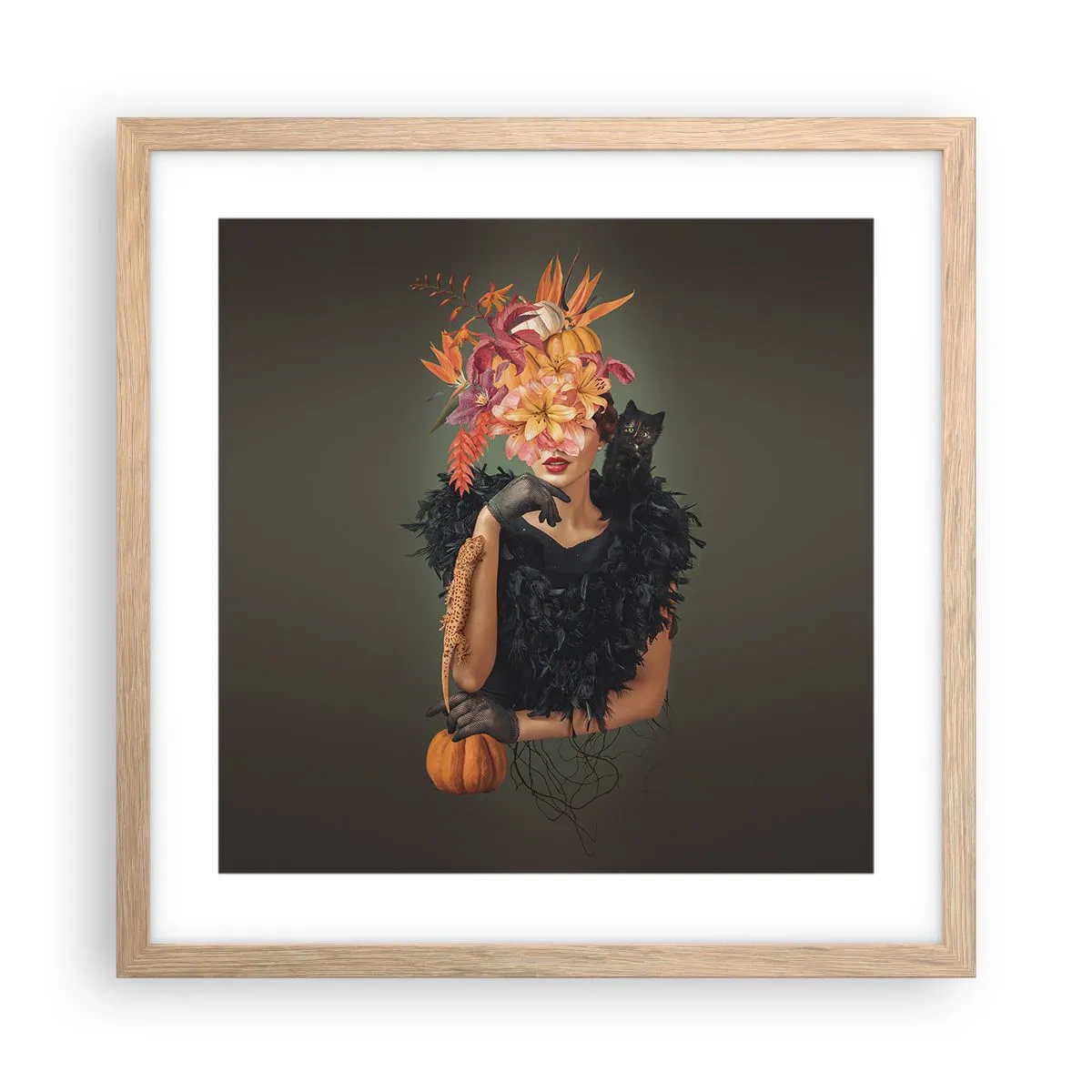 Poster in einem Rahmen aus heller Eiche - Der Zauber einer Hexe - 40x40 cm