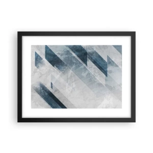 Poster in einem schwarzem Rahmen - Räumliche Komposition - graue Bewegung - 40x30 cm