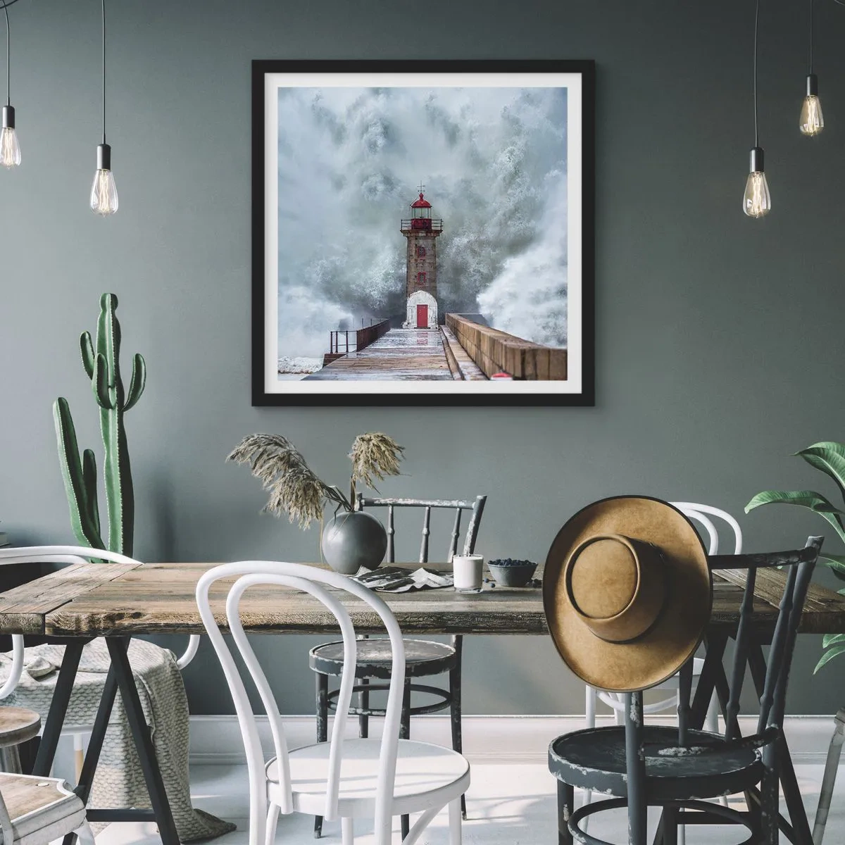 Poster in einem schwarzem Rahmen - Das Rauschen des Wassers, der Lärm wird wehen - 30x30 cm