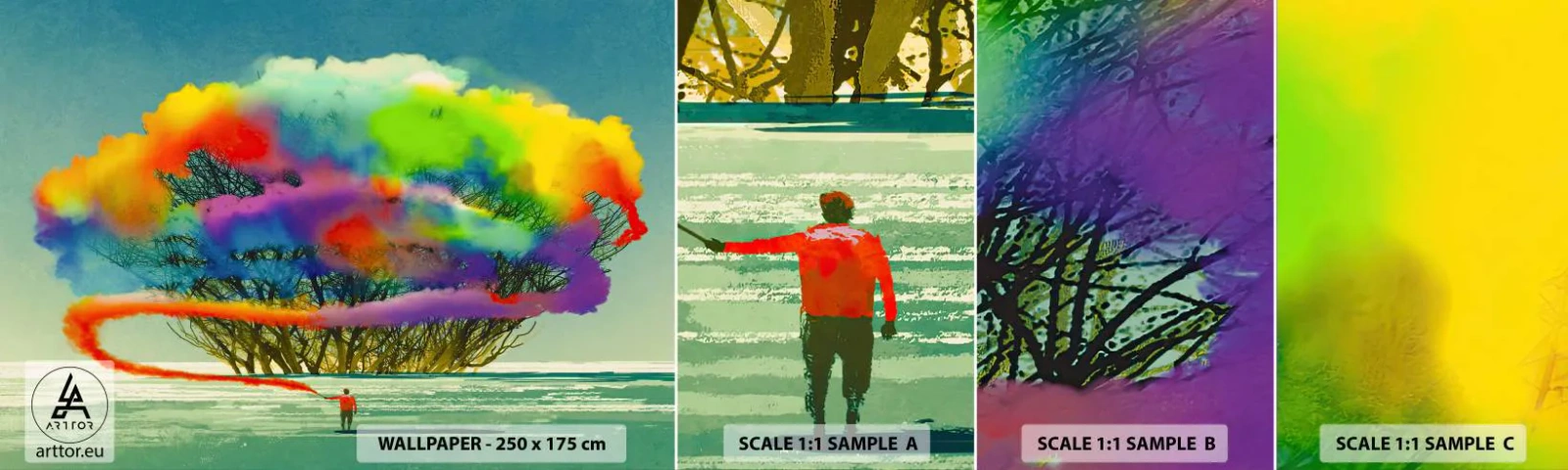 Fototapeten Muster Selbstklebend Deluxe Sticker - Erwecke diese Welt zum Leben - Abstraktion, Mann, Modernes Muster - 100x30 cm