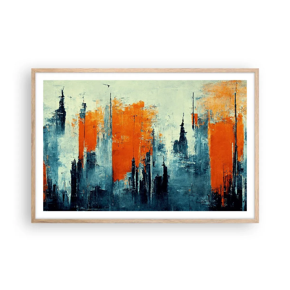 Poster in einem Rahmen aus heller Eiche - Moderne Landschaft - 91x61 cm