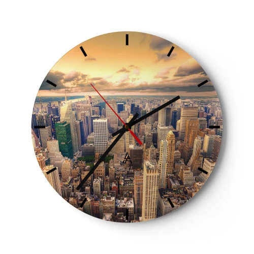 Wanduhr - Glasuhr - Vergoldete Metropole - 40x40 cm
