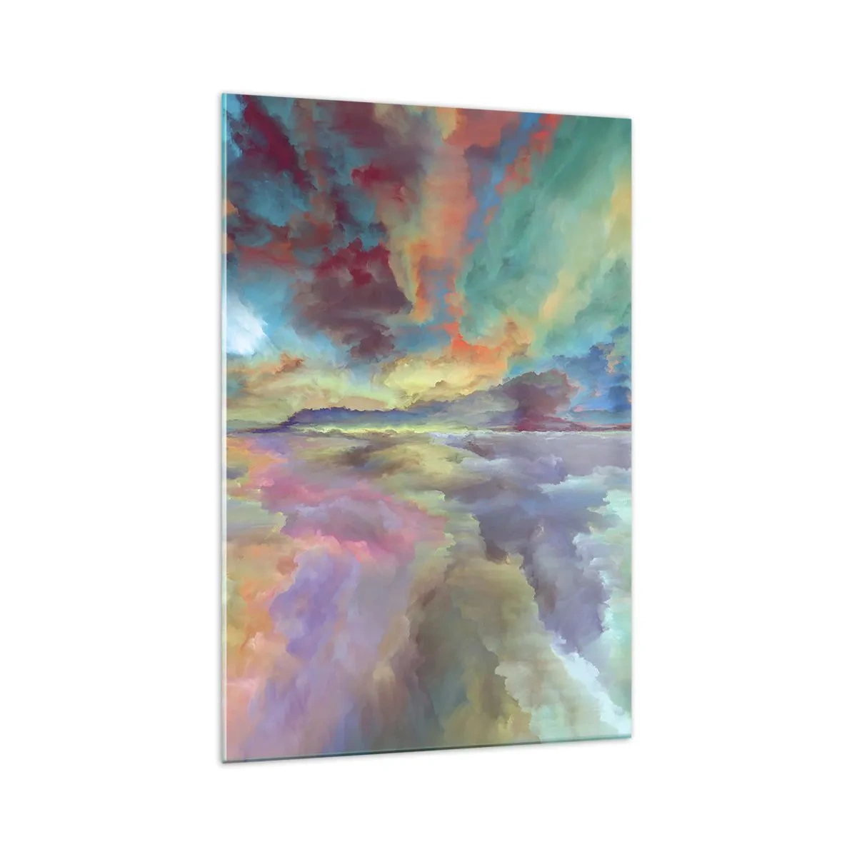 Glasbild - Bild auf glas - Bunte Wolkenlandschaft im abstrakten Stil - 70x100cm - Zwei Himmel - Moderne Wanddekoration für Wohnzimmer und Schlafzimmer ARTTOR