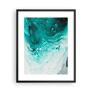 Poster in einem schwarzem Rahmen - Verschmelzen in Weiß und Türkis - 40x50 cm