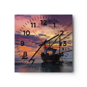 Wanduhr - Glasuhr - Exotischer Abend - 40x40 cm
