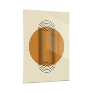 Glasbild - Bild auf glas - Geometrische Abstraktion mit Kreisen und Linien - 50x70cm - Perfekter Plan - Moderne Wanddekoration für Wohnzimmer und Schlafzimmer ARTTOR