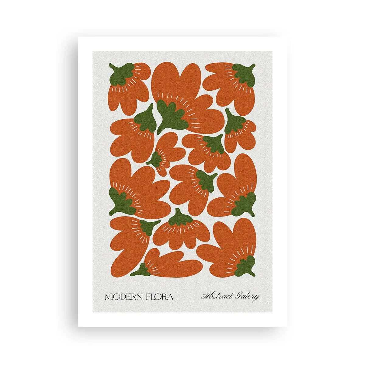 Poster - Abstrakte orangefarbene Blumen auf hellem Hintergrund - 50x70cm - Aus dem Leben der Blumen - Moderne Wanddekoration für Wohnzimmer und Schlafzimmer ARTTOR