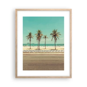 Poster in einem Rahmen aus heller Eiche - Beim Bewachen des Strandes - 40x50 cm