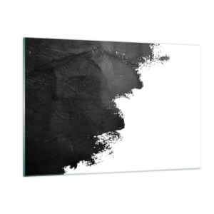 Glasbild - Bild auf glas - Schwarze Farbstruktur auf weißem Hintergrund im minimalistischen Stil - 120x80cm - Elemente: Erde - Moderne Wanddekoration für Wohnzimmer und Schlafzimmer ARTTOR