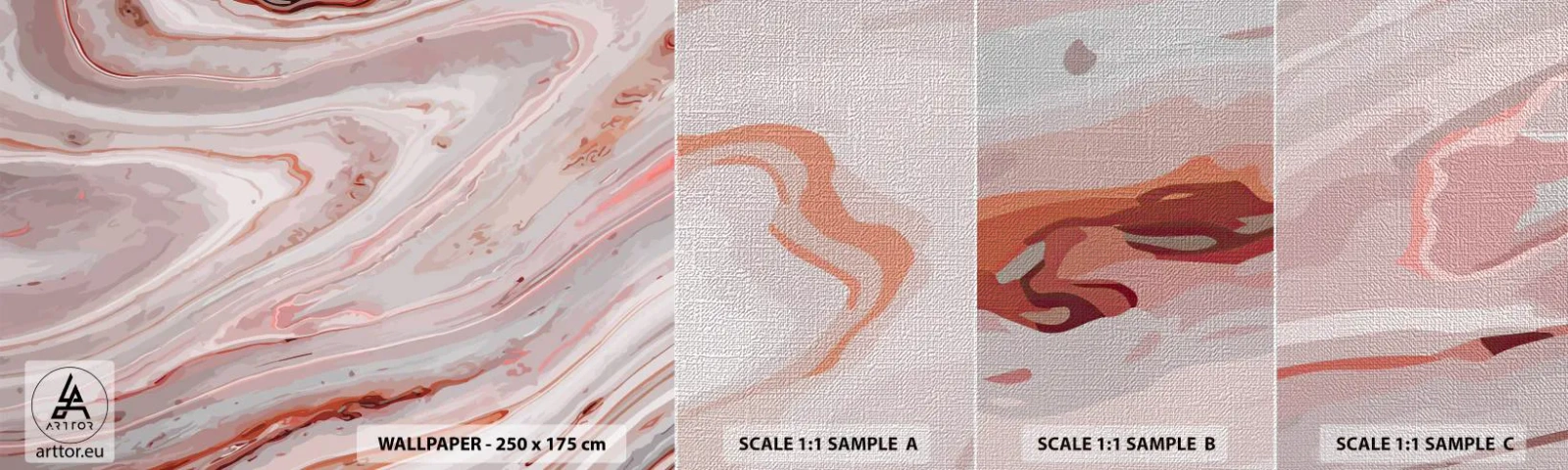 Fototapeten Muster Premium Canvas - Rosa Flüssigkeit - Abstraktion, Stück, Modernes Muster - 100x30 cm