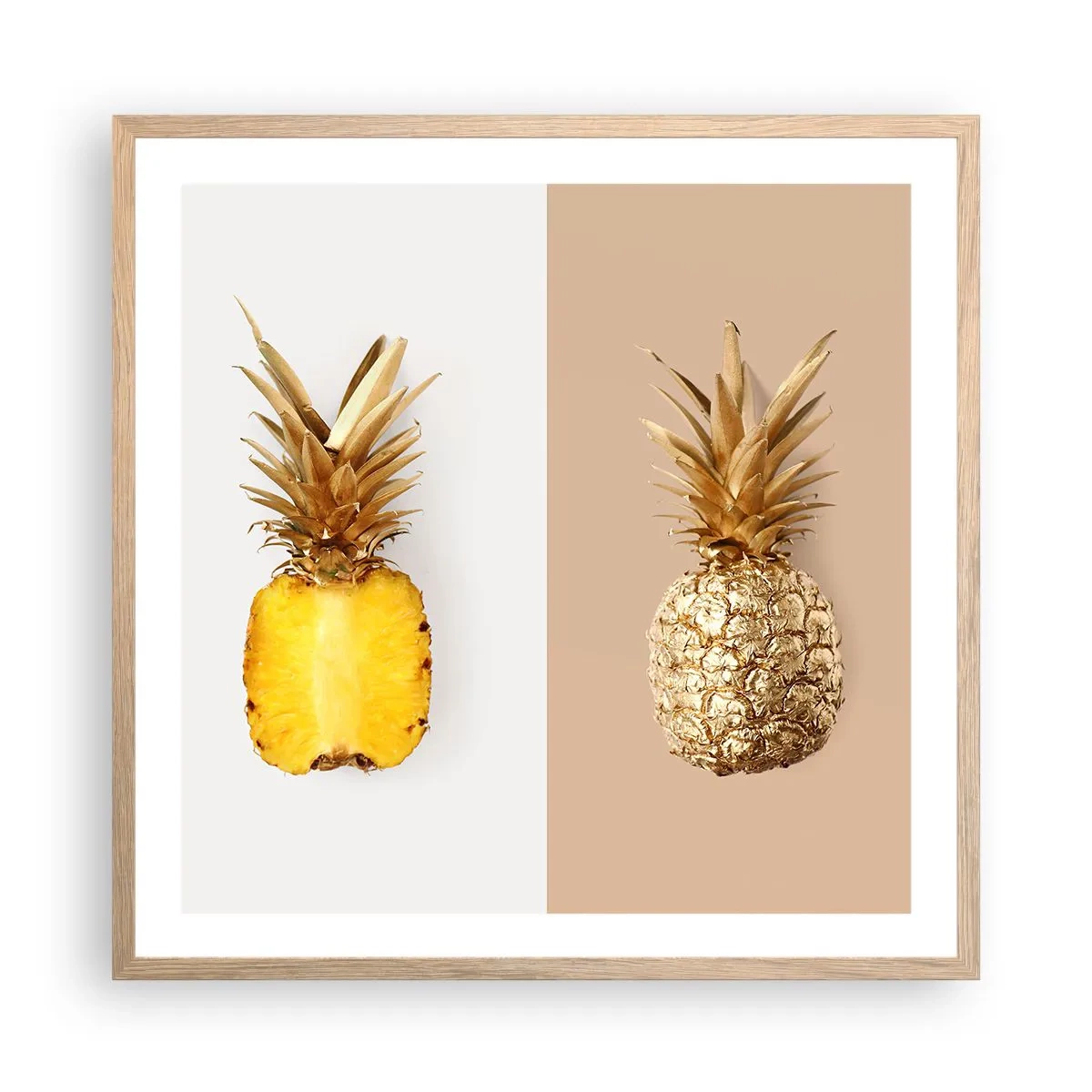 Poster in einem Rahmen aus heller Eiche - Ananas für uns - 60x60 cm