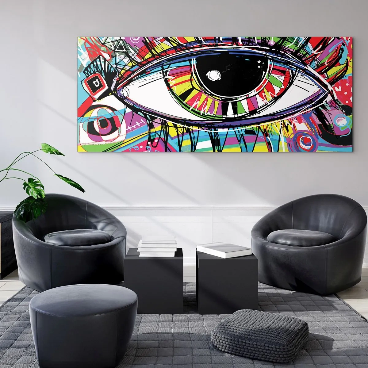Glasbild - Bild auf glas - Buntes Auge - bunte Seele - 100x40 cm