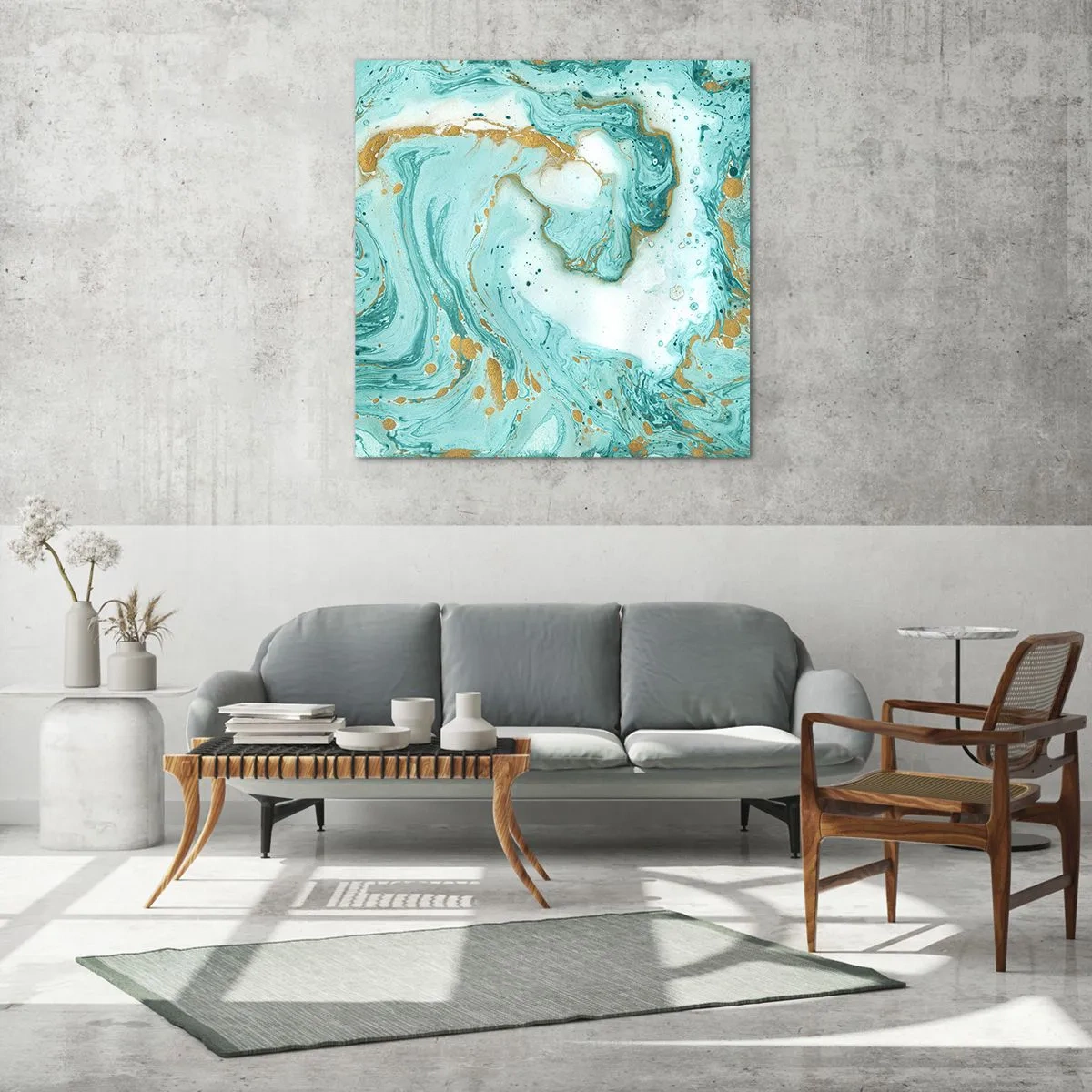 Glasbild - Bild auf glas - Unter der großen Welle der Edo-Ära - 60x60 cm