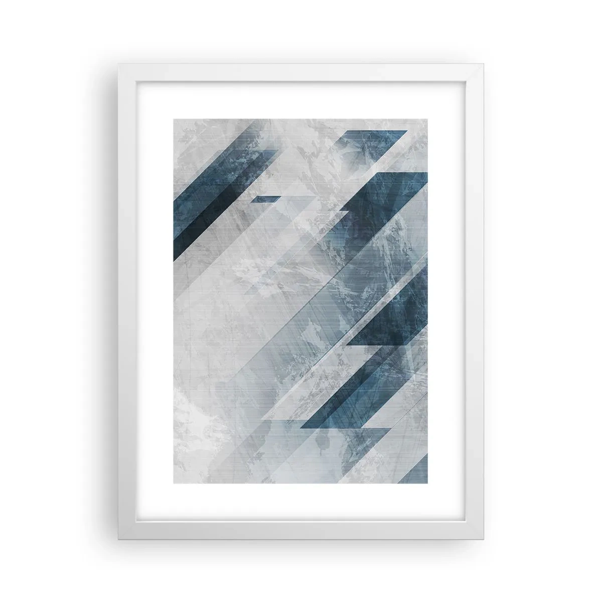 Poster in einem weißen Rahmen - Räumliche Komposition - graue Bewegung - 30x40 cm