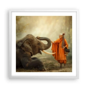 Poster in einem weißen Rahmen - Treffen unterwegs - 50x50 cm