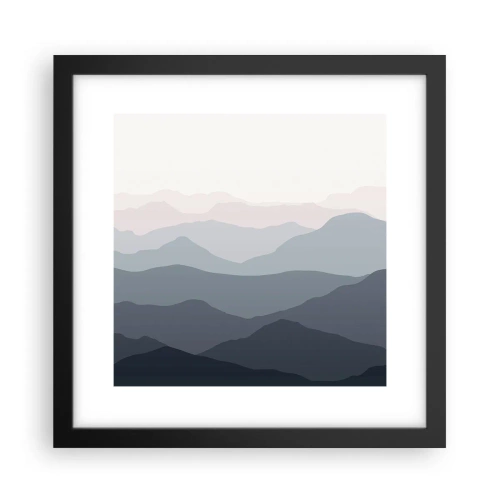 Poster in einem schwarzem Rahmen - Wellen der Berge - 30x30 cm