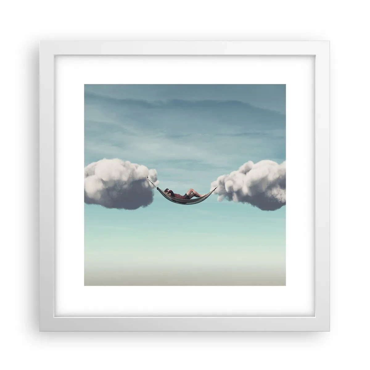 Poster in einem weißen Rahmen - Die Behaglichkeit des Augenblicks - 30x30 cm