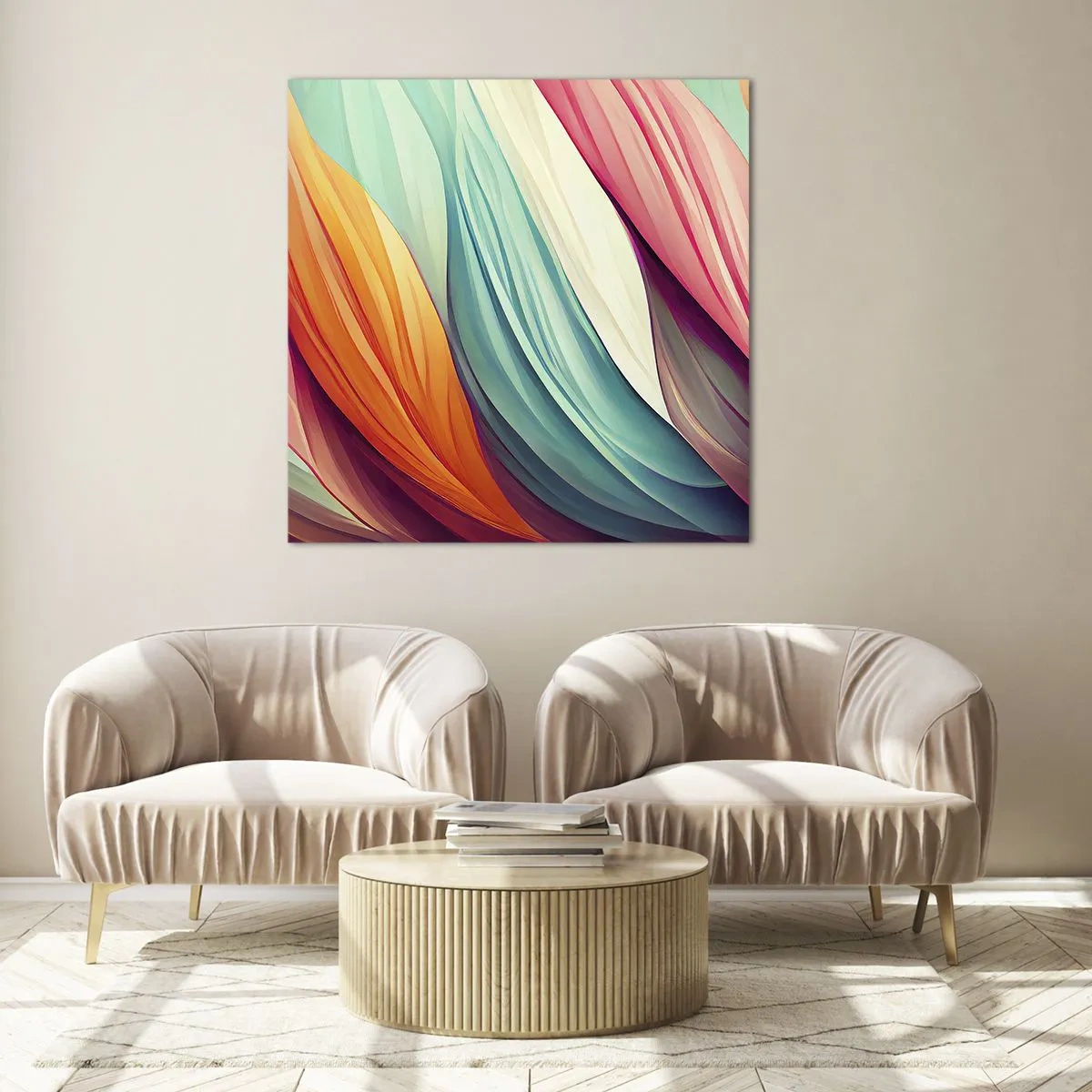 Glasbild - Bild auf glas - Regenbogengewebe - 30x30 cm