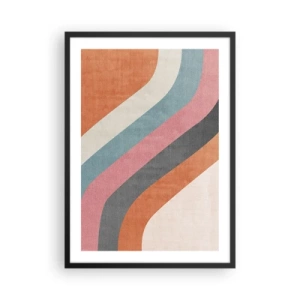 Poster in einem schwarzem Rahmen - Geometrische Retro-Streifen - 50x70cm - Diagonale Komposition – Bewegung - Moderne Wanddekoration für Wohnzimmer und Schlafzimmer ARTTOR