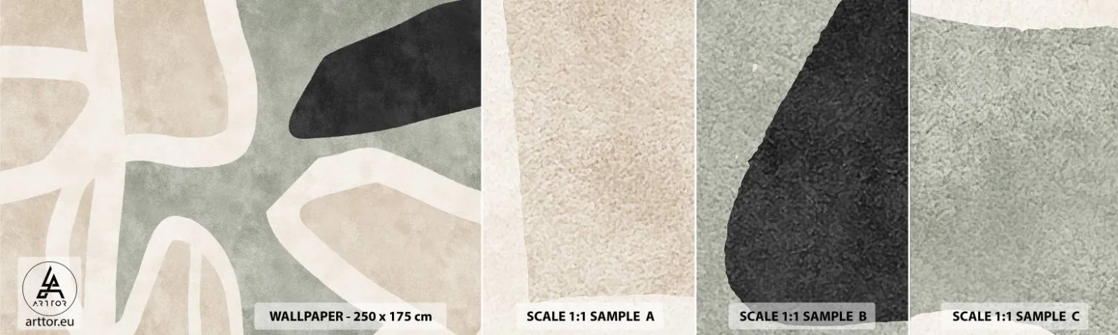 Fototapetenmuster Standard Eco - Komposition mit schwarzem Motiv - Abstraktion, Minimalismus, Moderne Kunst - 100x30 cm