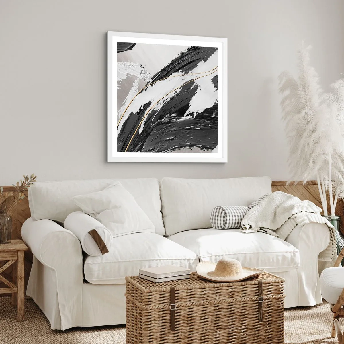 Poster in einem weißen Rahmen - Abstraktion in großem Stil - 60x60 cm