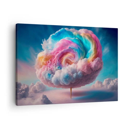 Bild auf Leinwand - Leinwandbild - Eine spiralförmige Wolke mit Pastellfarben am Himmel - 70x50cm - Traum von einem Vergnügungspark - Moderne Wanddekoration für Wohnzimmer und Schlafzimmer ARTTOR