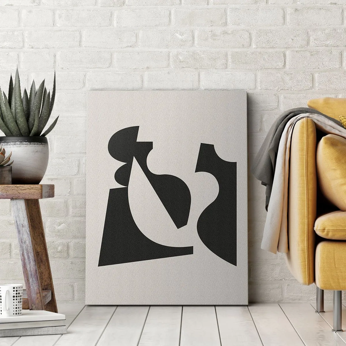 Bild auf Leinwand - Leinwandbild - Abstrakte geometrische Komposition in Schwarz und Weiß - 70x100cm - Zum Selbstbauen - Moderne Wanddekoration für Wohnzimmer und Schlafzimmer ARTTOR