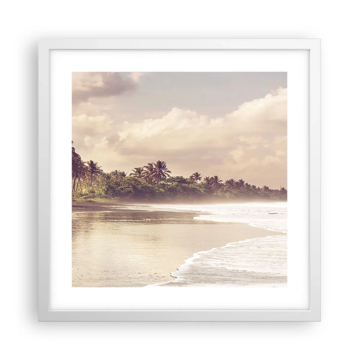 Poster in einem weißen Rahmen - Die Liebkosung der Wellen - 40x40 cm